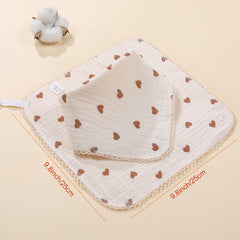 2pcs Pattern Washcloth Handkerchiefs Small Square Towel Soft Absorbent