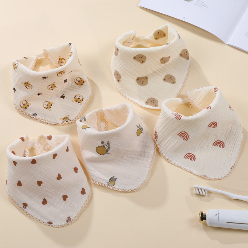 2pcs Pattern Washcloth Handkerchiefs Small Square Towel Soft Absorbent