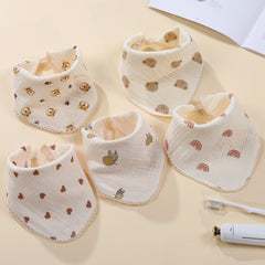 2pcs Pattern Washcloth Handkerchiefs Small Square Towel Soft Absorbent