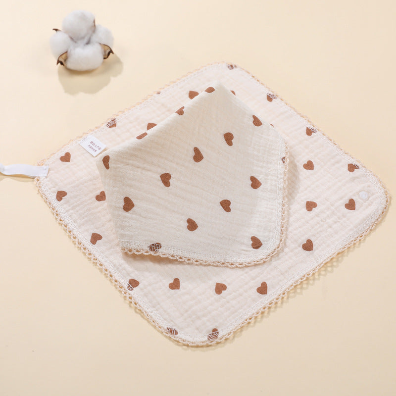 2pcs Pattern Washcloth Handkerchiefs Small Square Towel Soft Absorbent