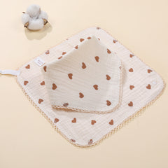 2pcs Pattern Washcloth Handkerchiefs Small Square Towel Soft Absorbent
