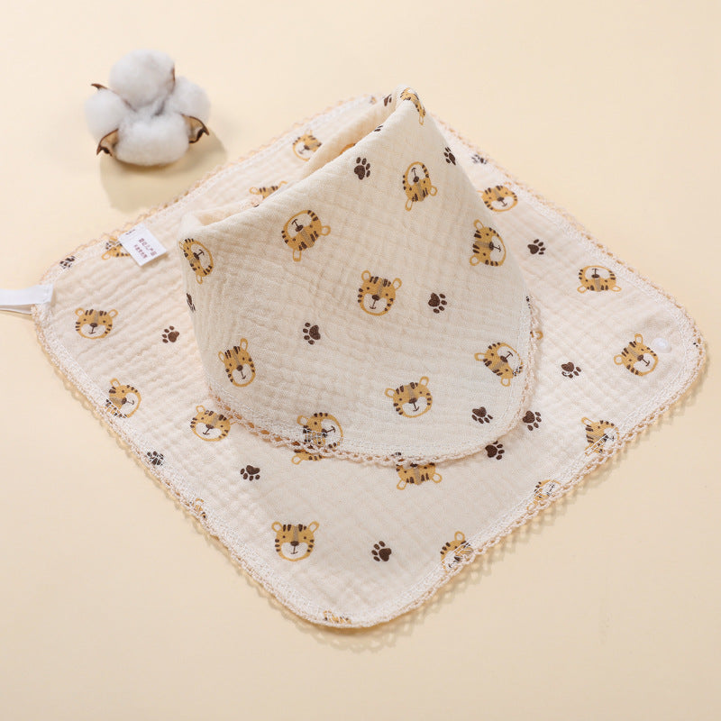 2pcs Pattern Washcloth Handkerchiefs Small Square Towel Soft Absorbent