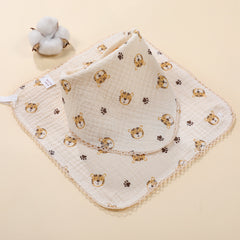 2pcs Pattern Washcloth Handkerchiefs Small Square Towel Soft Absorbent