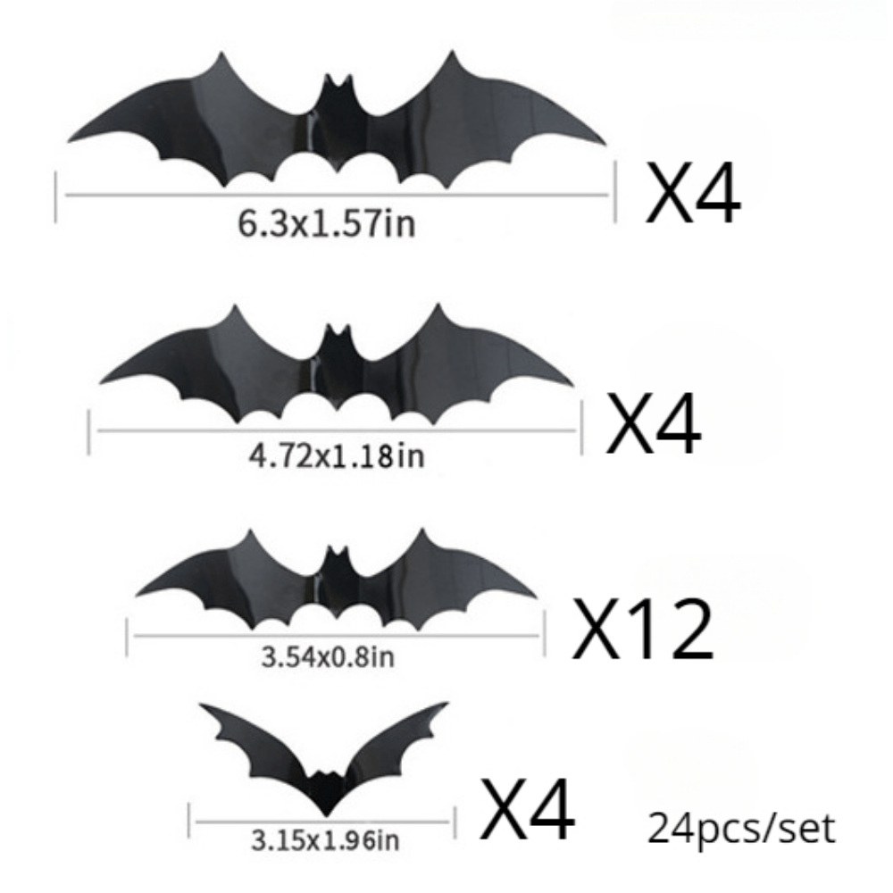 PVC Bats Halloween Party Decoration 3D Wall Sticker Glass Supplies