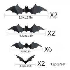 PVC Bats Halloween Party Decoration 3D Wall Sticker Glass Supplies