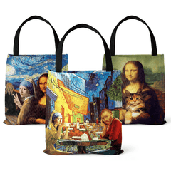 Vintage Painting Pattern Canvas Bag Lightweight Shoulder Handbag
