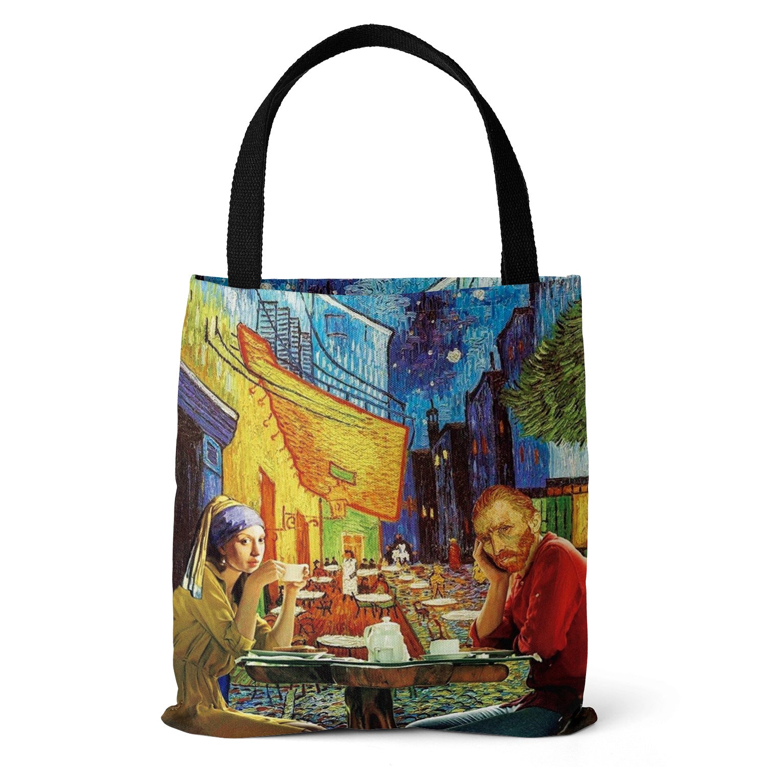 Vintage Painting Pattern Canvas Bag Lightweight Shoulder Handbag