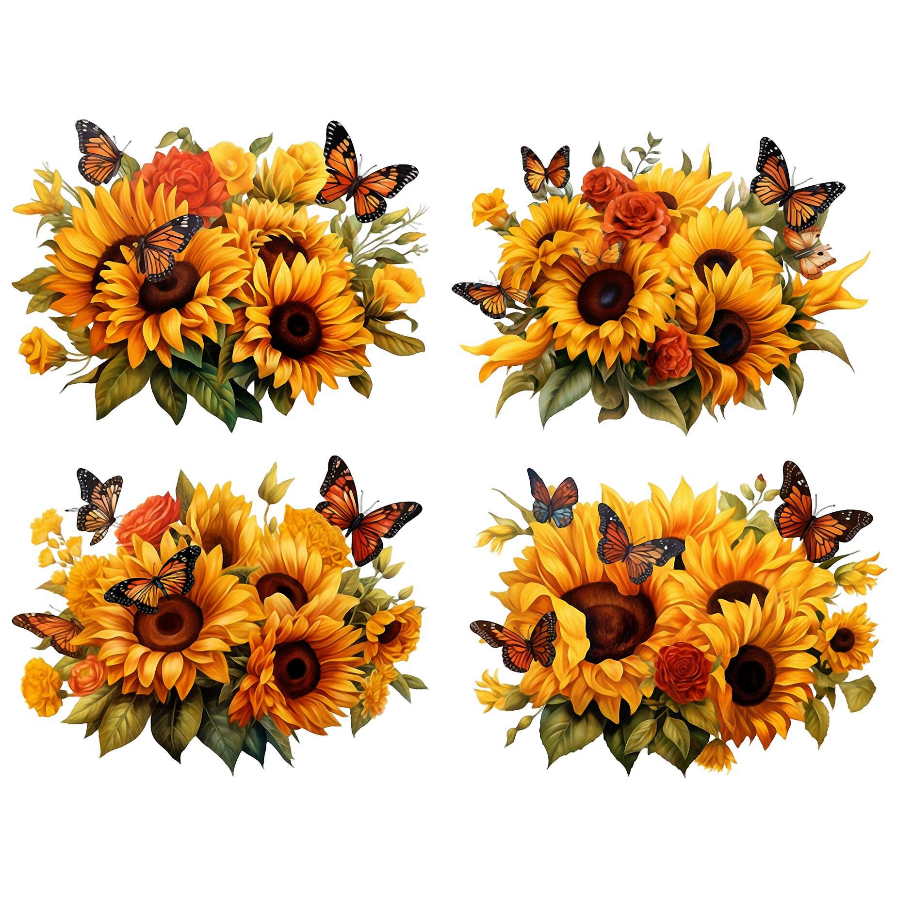 4PCS Sunflower Clothes Patches DIY Heat Transfer Iron On Applique Patches