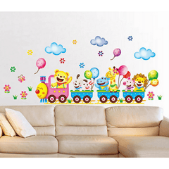 Cartoon Small Train Adhesive Wall Sticker for Kids Room Decor