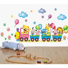 Cartoon Small Train Adhesive Wall Sticker for Kids Room Decor