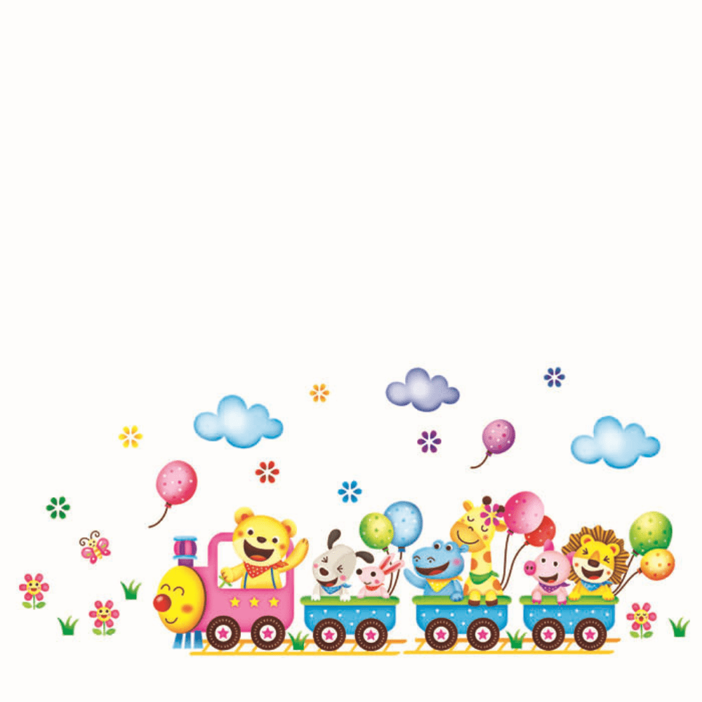 Cartoon Small Train Adhesive Wall Sticker for Kids Room Decor