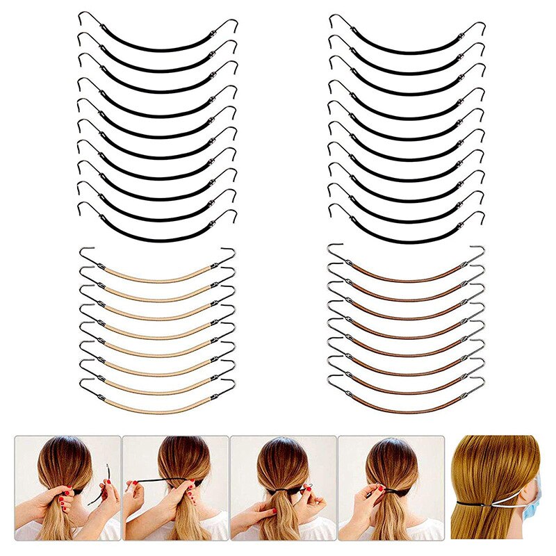 10pcs Elastic Hook Hair Tie Ponytail Holder Hooks Hair Rope