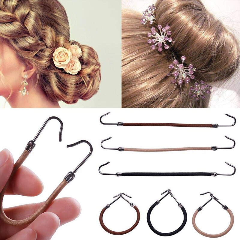 10pcs Elastic Hook Hair Tie Ponytail Holder Hooks Hair Rope