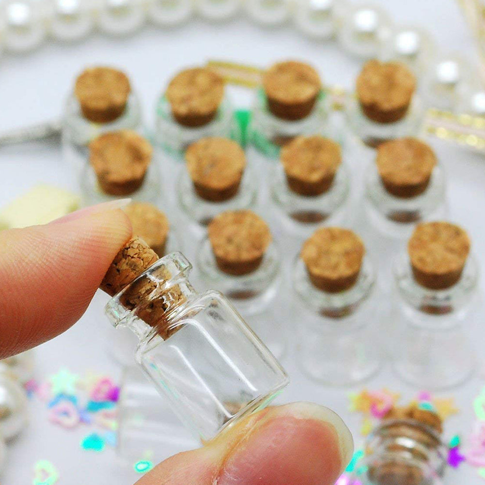 50pcs 1ml Mini Glass Bottles with Cork Stoppers, DIY Arts & Crafts Jar Vials