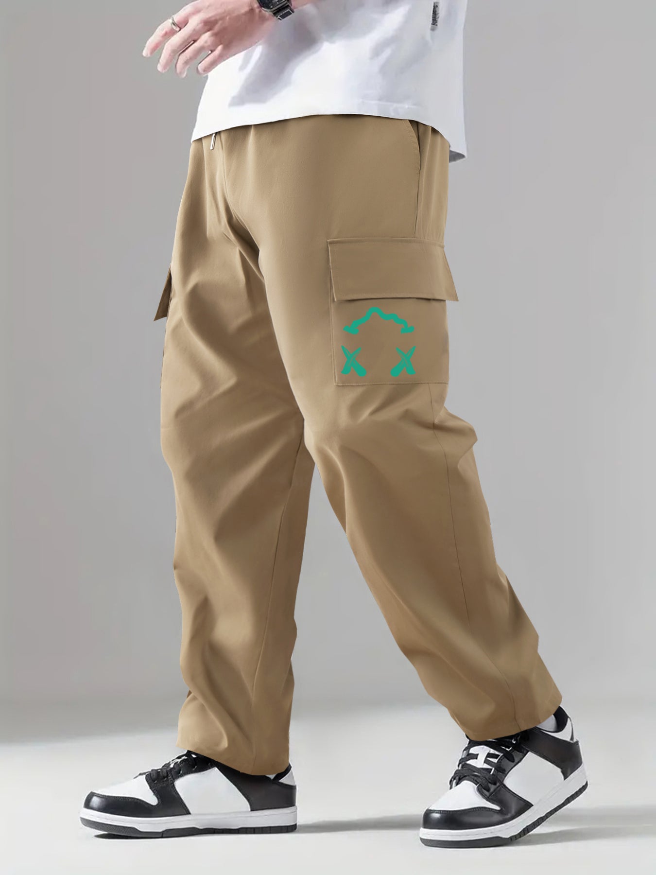Pattern Print Cargo Pants Men's Trousers