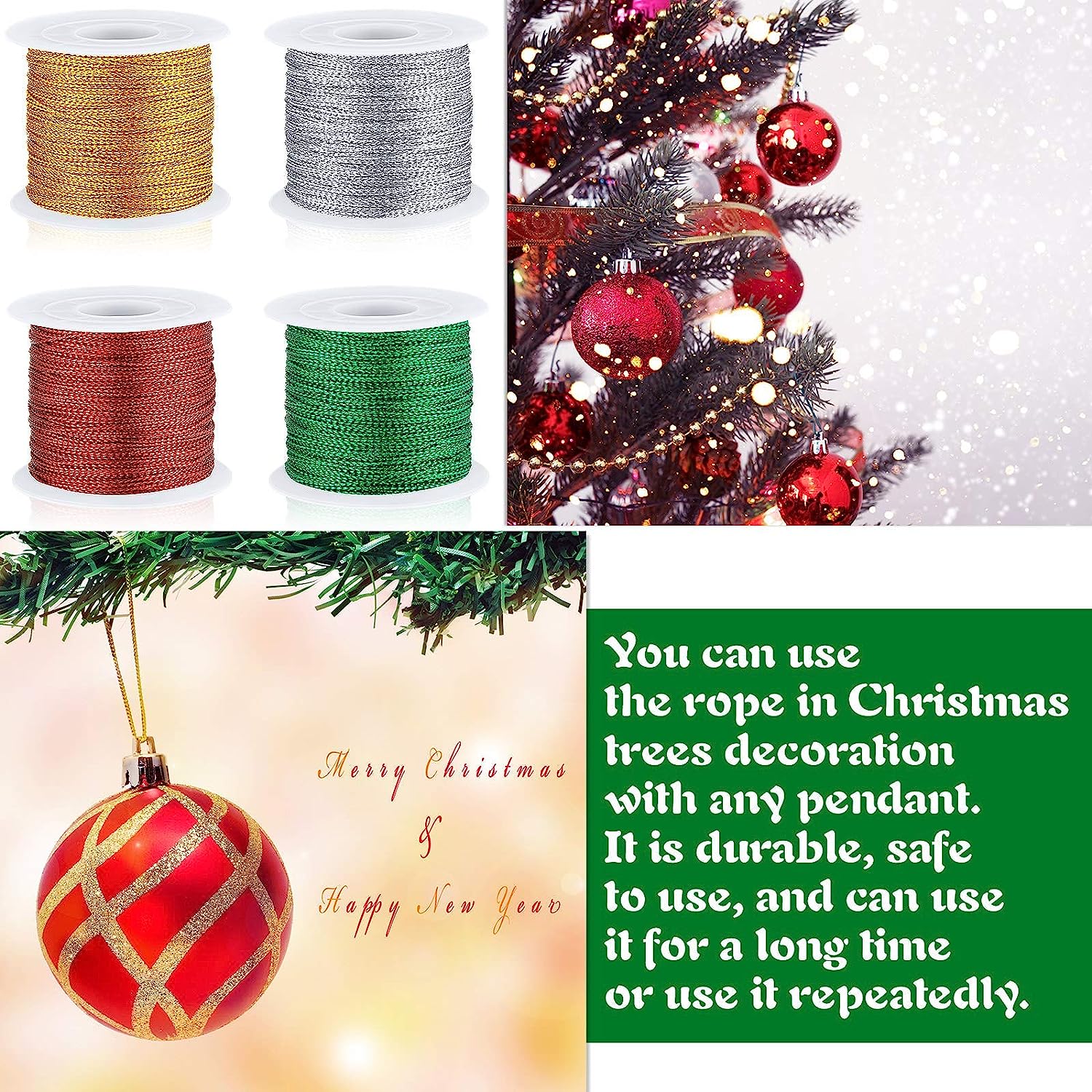 22 Yards Metallic Cord Tinsel Rope for Crafting Jewelry Wrapping Ribbons