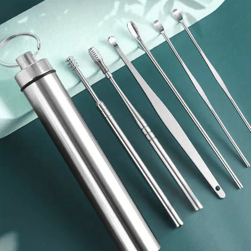 6pcs Stainless Steel Ear Wax Removal Tool Ear Wax Collector Spiral Ear Pick