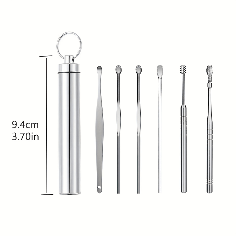 6pcs Stainless Steel Ear Wax Removal Tool Ear Wax Collector Spiral Ear Pick