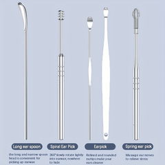 6pcs Stainless Steel Ear Wax Removal Tool Ear Wax Collector Spiral Ear Pick