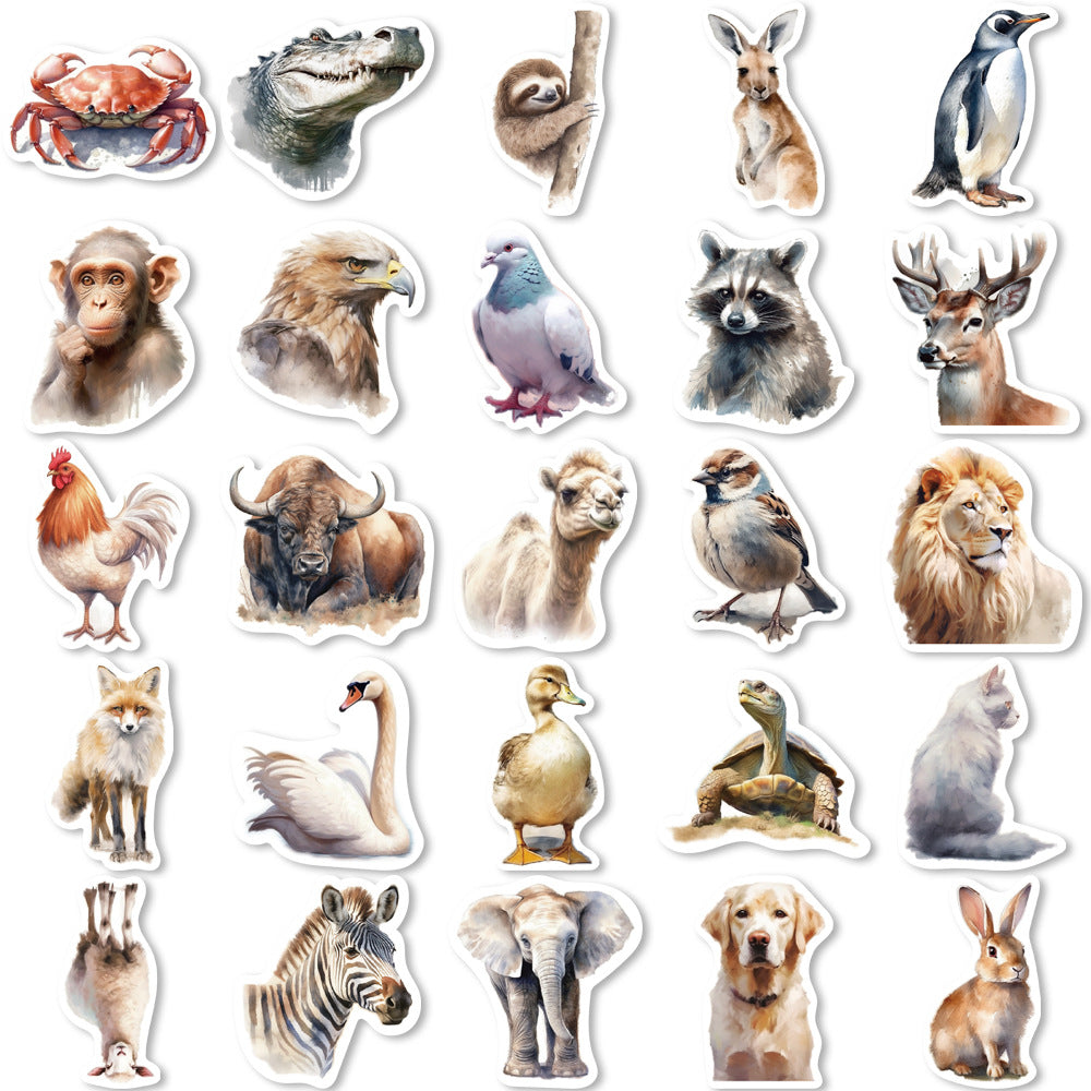 50pcs Realistic Animal Graffiti Stickers Waterproof DIY Decoration