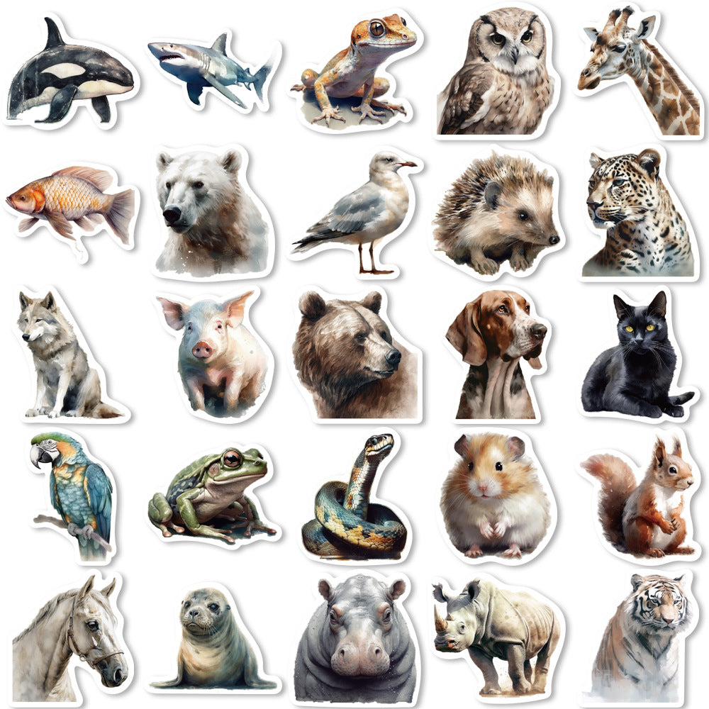 50pcs Realistic Animal Graffiti Stickers Waterproof DIY Decoration