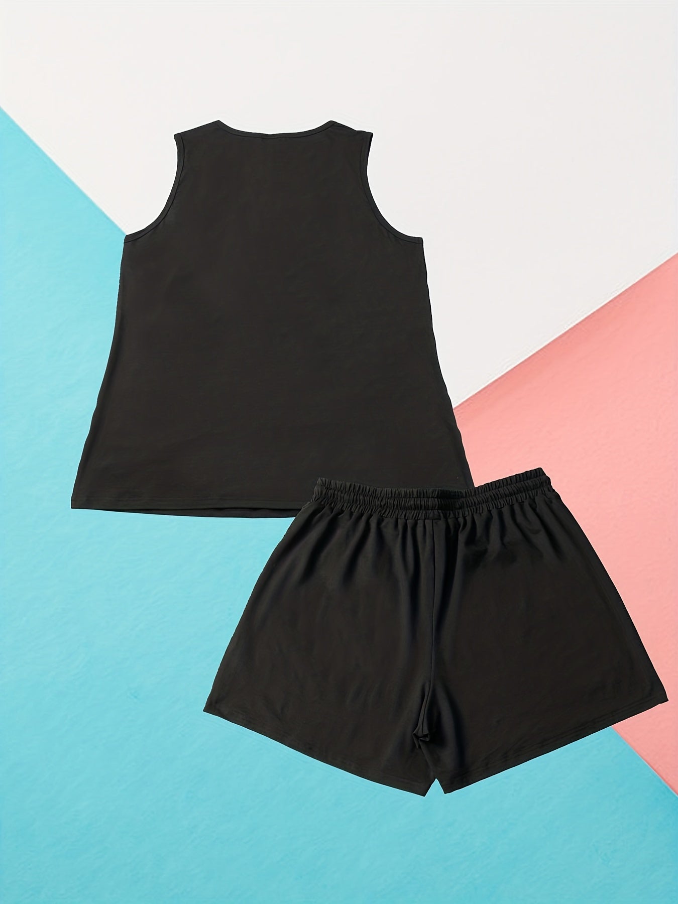  Paw & Heart Print Tank Top & Shorts Pajama Set