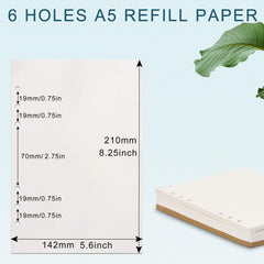 A5 Filler Paper 80 Sheets 6 Ring Loose Leaf Paper 6 Hole Punched 100 Gsm