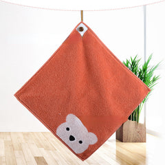 1pc Infant Cotton Towel Small Bear Pattern Towel 30cmX30cm Red Yellow