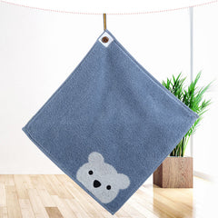 1pc Infant Cotton Towel Small Bear Pattern Towel 30cmX30cm Red Yellow