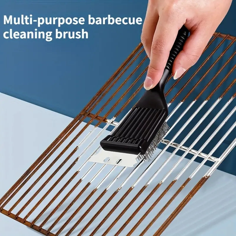 Portable 2-in-1 Grill Cleaner with Deep Cleaning Steel Brush