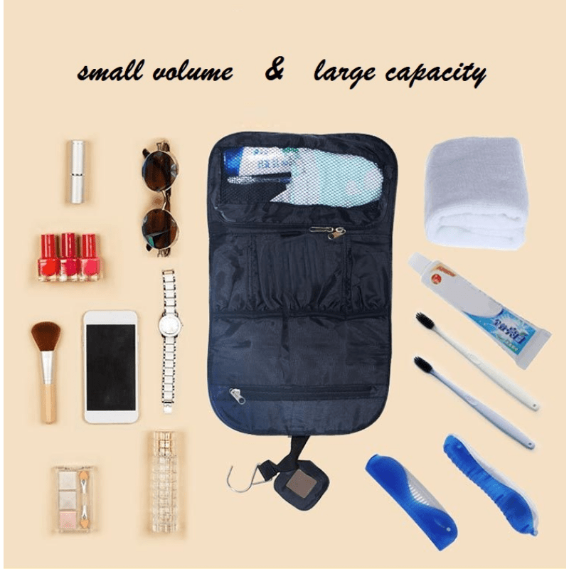 Foldable Travel Cosmetic Bag Roll Up Wash Toiletry Bag