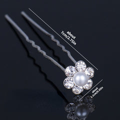 Glitter Rhinestone Hairpin Pearl Hair Stick Wedding Accessories