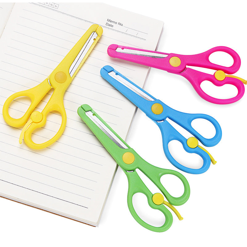 Diy Hand cut Students' Safety Scissors Plastic Bag Edge Paper Cutting Stationery