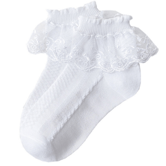 Girls Lace Brim Cotton Anklet, Breathable Thin Material