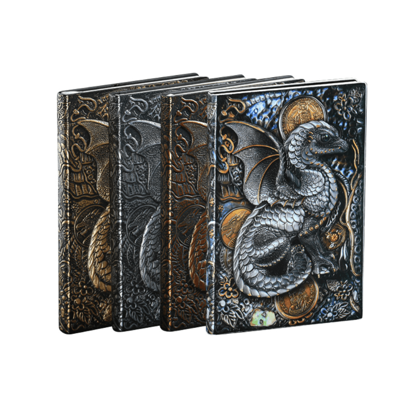 3D Feilong A5 Notebook Vintage European Embossed PU Leather Ruffled Notebook