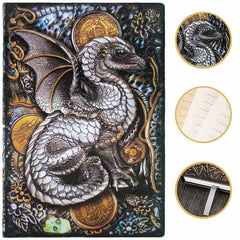 3D Feilong A5 Notebook Vintage European Embossed PU Leather Ruffled Notebook