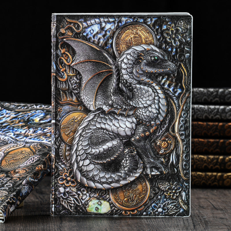 3D Feilong A5 Notebook Vintage European Embossed PU Leather Ruffled Notebook
