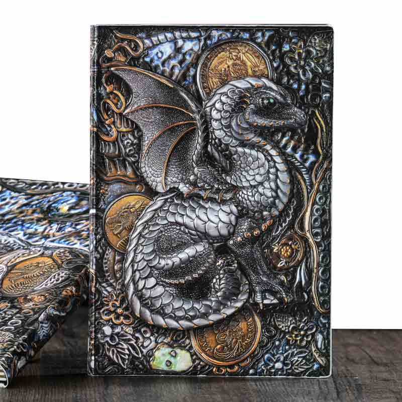 3D Feilong A5 Notebook Vintage European Embossed PU Leather Ruffled Notebook