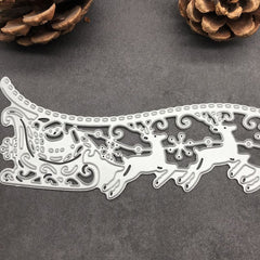 Santa Deer Sleigh Border Metal Cutting Dies Stencils DIY Scrapbooking Album
