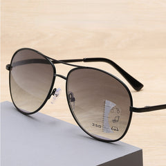 Men's Multifocal Metal Double Bridge Sunglasses Vintage Alloy Glasses