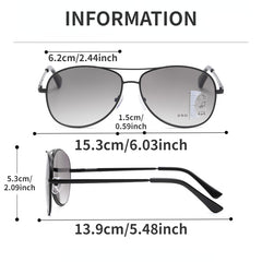 Men's Multifocal Metal Double Bridge Sunglasses Vintage Alloy Glasses