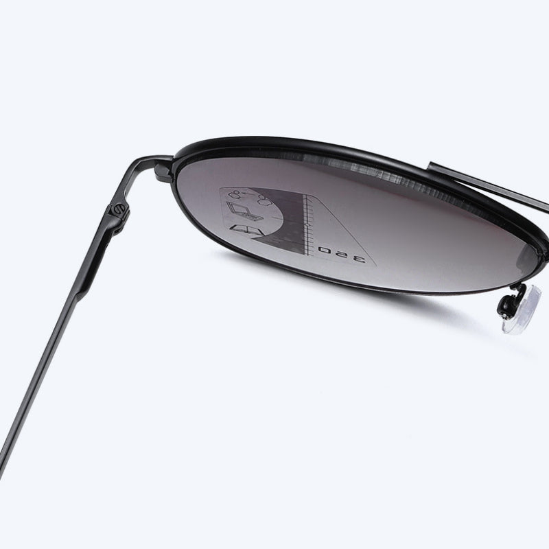 Men's Multifocal Metal Double Bridge Sunglasses Vintage Alloy Glasses