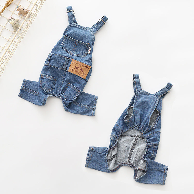 Adjustable Denim Jumpsuit for French Bulldogs