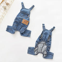 Adjustable Denim Jumpsuit for French Bulldogs