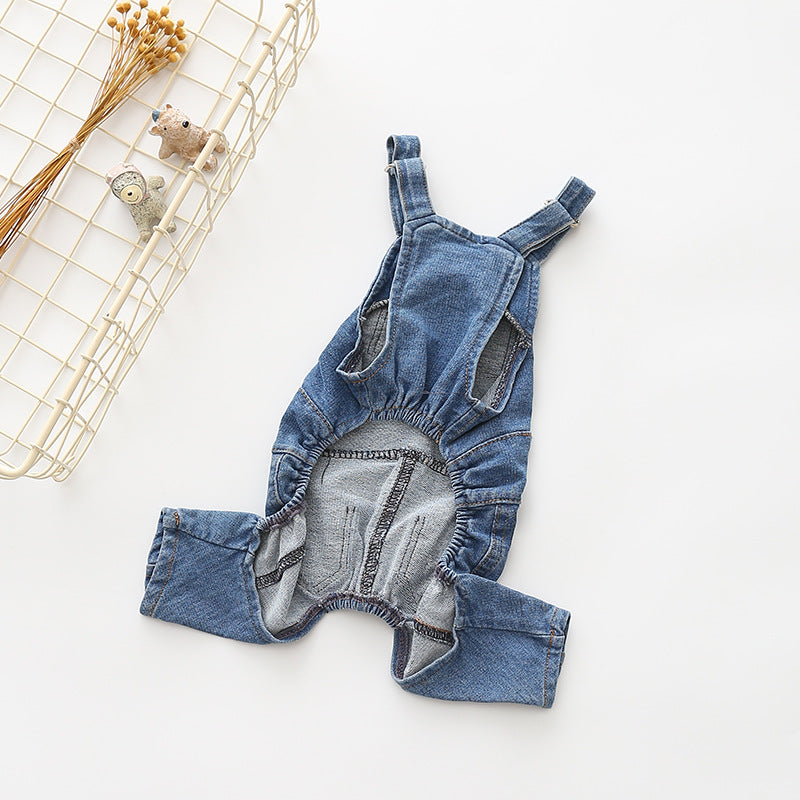 Adjustable Denim Jumpsuit for French Bulldogs