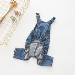 Adjustable Denim Jumpsuit for French Bulldogs