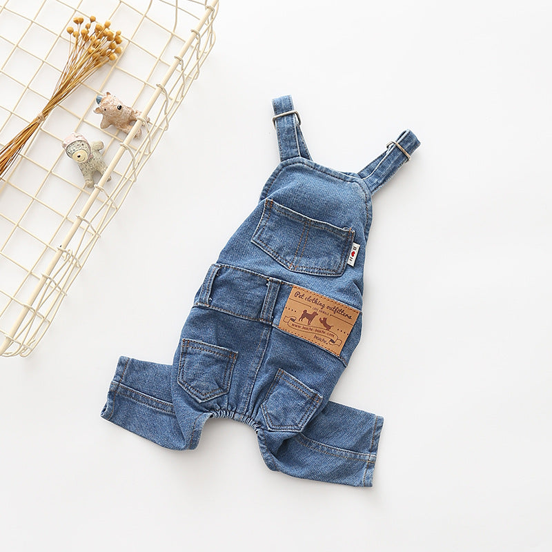 Adjustable Denim Jumpsuit for French Bulldogs