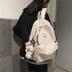 Large Capacity Nylon Backpack Duck Pendant Lightweight Travel Bag
