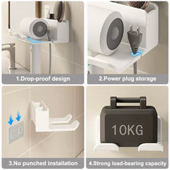 Wall Mounted Hair Dryer Organizer Punch Hair Dryer Storage Rack