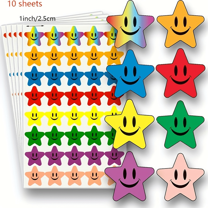 10sheets Happy Face Star Stickers Behavior Reward DIY Crafts Scrapbooking